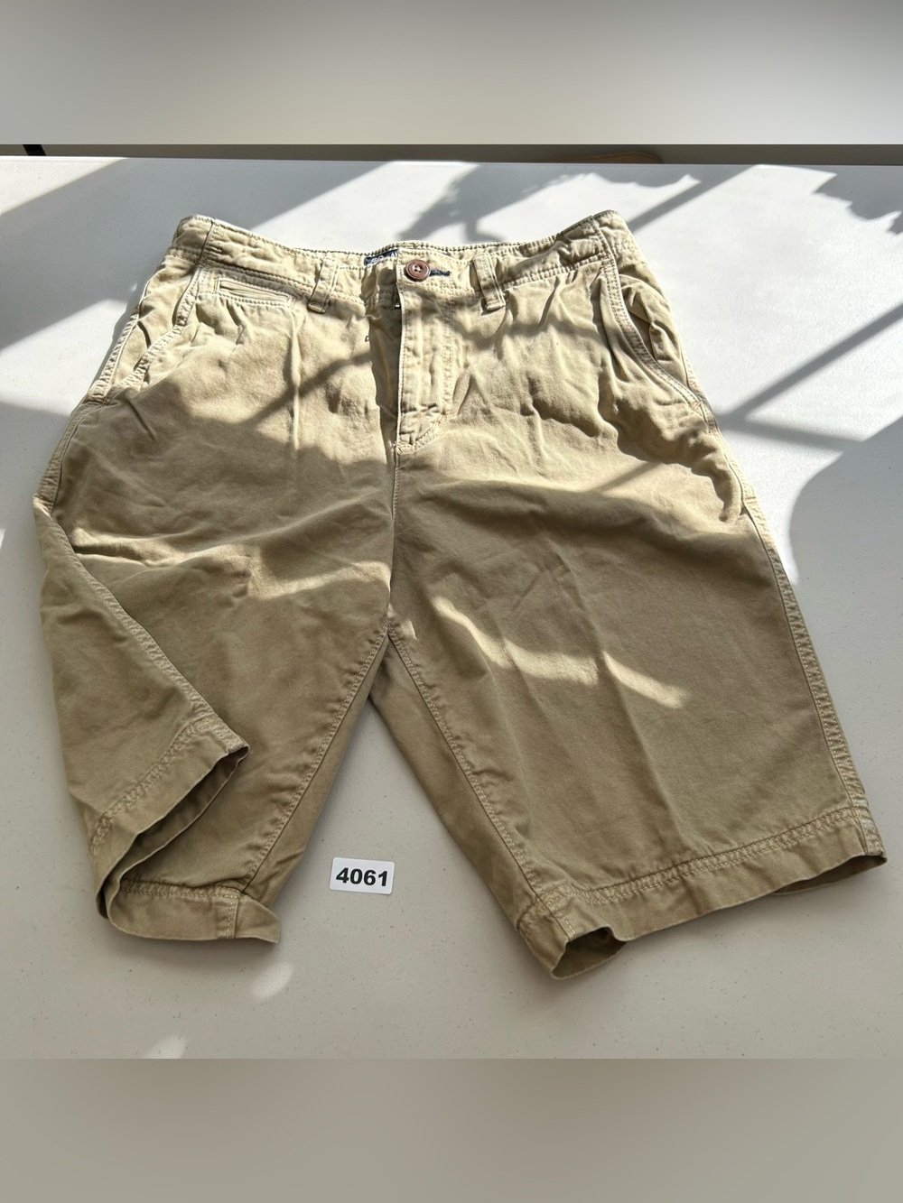 American Eagle Mens Shorts Size 30 Khaki 100% Cotton Longer Length Chinos - Picture 8 of 8